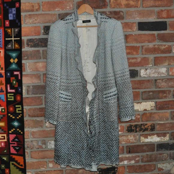 Strenesse Gabriele Strehle Wool Tweed Woven Wool Blend Midi Dress Pea Coat 40 - Picture 10 of 13